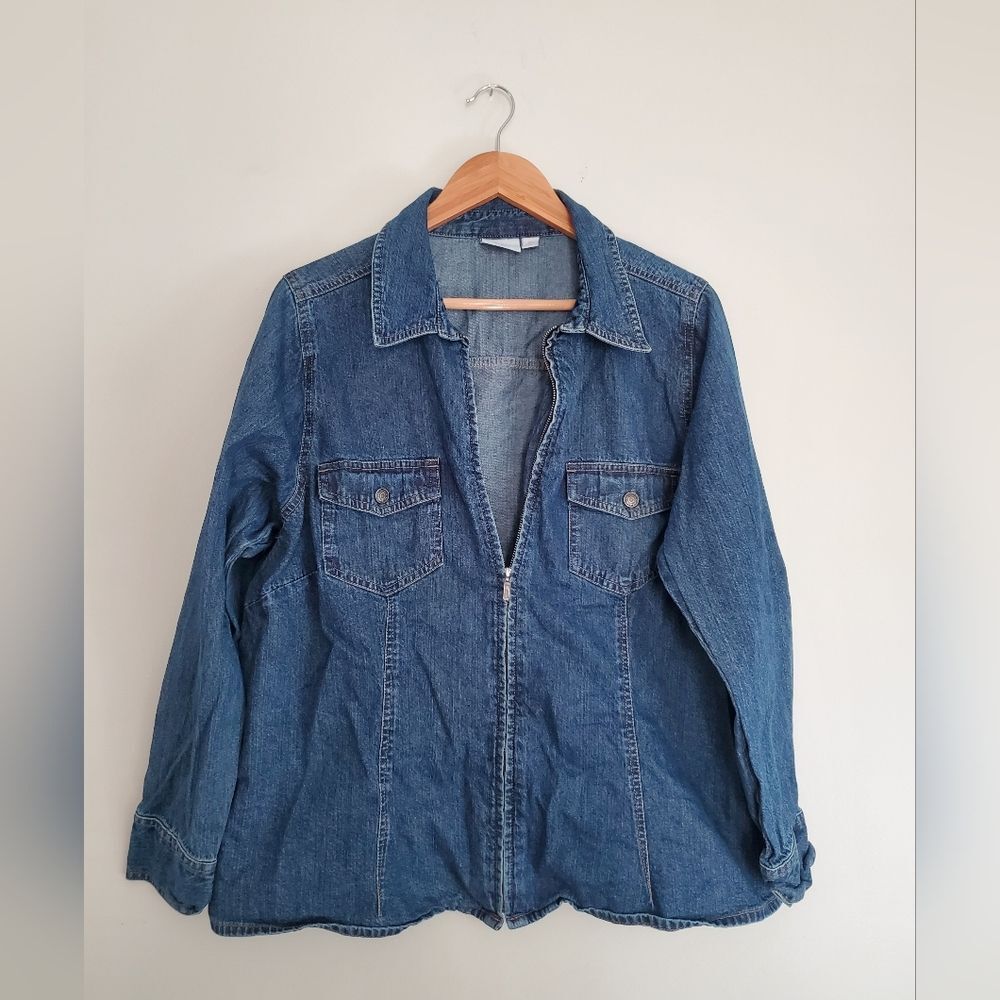 SONOMA life + style woman zip up denim jacket plus size 1X